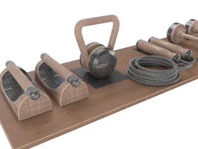 Pent Home Gym Equipment Fitness Low-poly 3D model