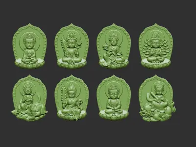 eight buddhas 3D print model