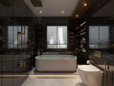 bathroom modern with walls and marble floors Low-poly 3D model