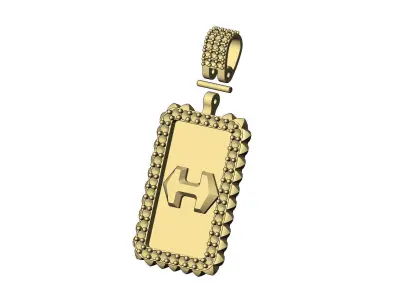 Super H diamond and spikes pendant with bail 3D print model