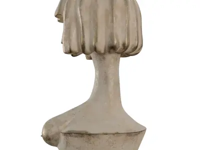 Ancient Stone Bust - Minimalist Female Figure 3D Model Low-poly 3D model