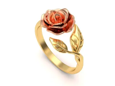Ladies Gold Rose Ring 3D print model