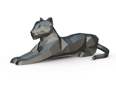 leopard low poly panther 3D print model