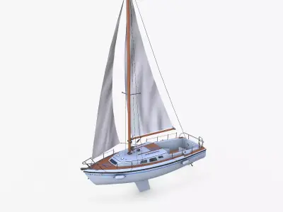 Sailing Yacht with Interior 02 Low-poly PBR Low-poly 3D model
