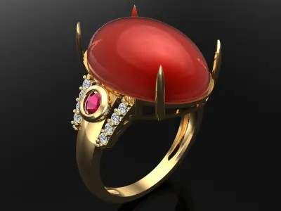Gemstone Rings - Oval stone ring - Womens Rings 3D print model