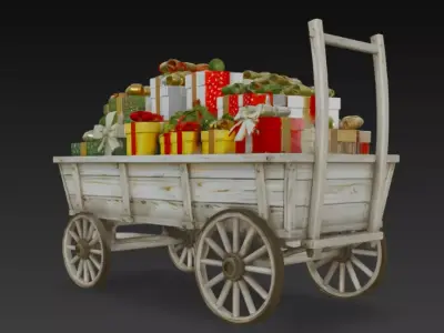 Christmas Gift Wagon 3D Model 3D model