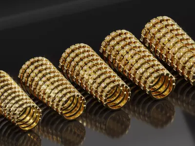 50 CAD Diamond Rings EU46-64 for 3D Print and Casting Free 3D print model