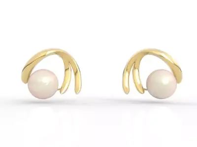 Premium Minimalist Pearl Stud Earrings 3D print model