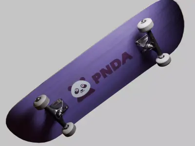 Skateboard - Panda Deck design Skateboard 3D model