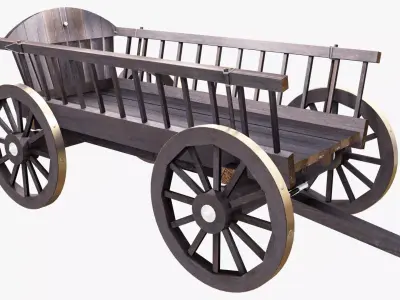 Wooden Cart 3D Low-poly 3D model