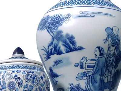 Chinese traditional decorative porcelain ceramic vase 3D model