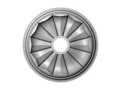 Curved faceted classic 450mm ceiling medalion rosette relief 3D print model