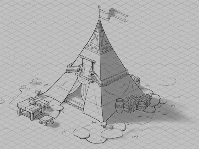 gAME Single-mouth tapering tent 03 3D model