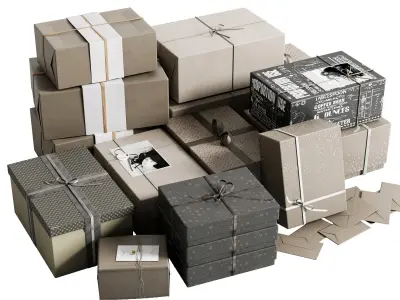 Christmas Gift Boxes and Presents set 01 Low-poly 3D model