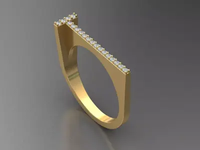 alphabet jewelry ring diamond letter T 3D print model