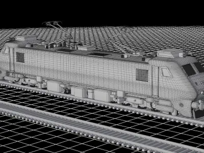 WAP 7 electric train on tracks Free 3D model