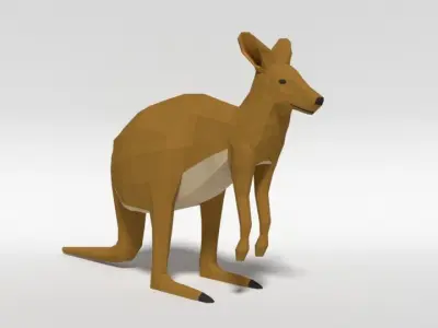 Low Poly Cartoon Kangaroo Low-poly 3D model purchase