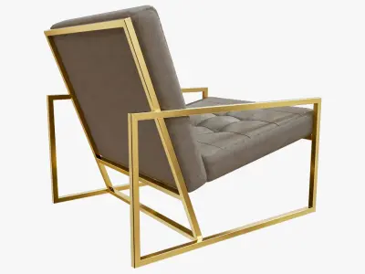 Modern Luxury Chair - Gold Metal and Velvet 3D model