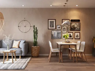 Living interior scene 3D model 3D model