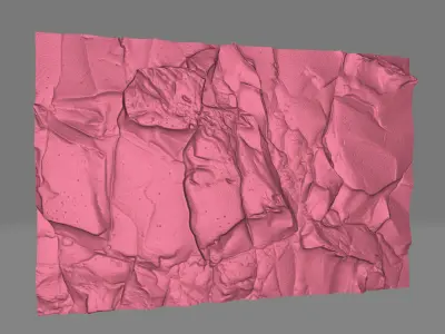 Grunge Stone Wall Segment Detail 3D model