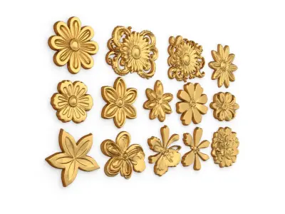  Decorative Flowers Set 01 3D model