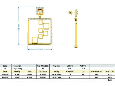 Women Earring 3DM STL OBJ FBX Render Details 3D print model buy