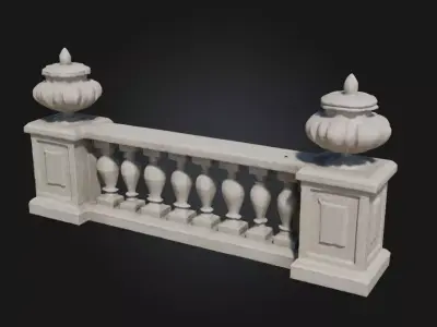 Marble Balustrade Design  Refined Sophistication in Classic Form 3D model