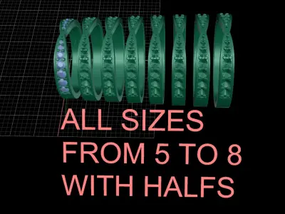 Weddin gand half eternity 3D print model