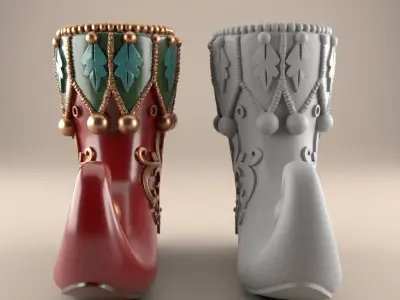 Elf Boot Planter urn candy container candle holder 3D print model