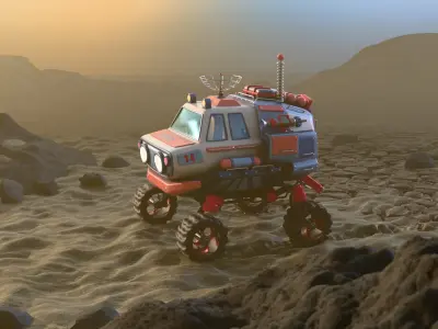 Stylized planetary rover 3D model