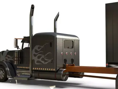 Bad Bunny s Peterbilt 389 Truck and Trailer Midpoly 3D model