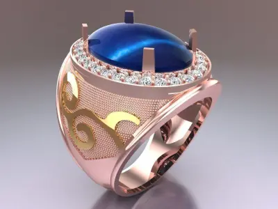 Oval stone ring - Mens Rings - N5278 3D print model