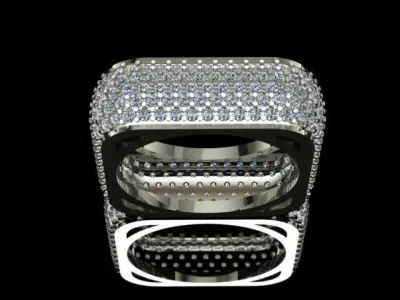 Luxury Golden Diamond Pave Ring 3D print model