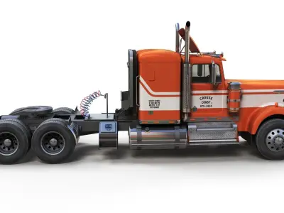 Kenworth W900 custom cab Low-poly 3D model