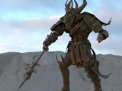 Lizard in samurai armor 3D model