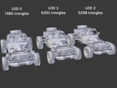 Buggy Jeep Wrangler Low-poly 3D model