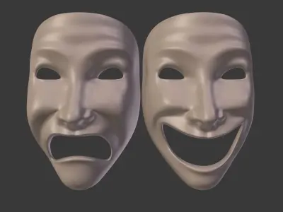 Theater Mask V2 Low-poly 3D model