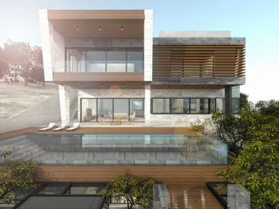 VAL18 modern house on side of hill 3D model