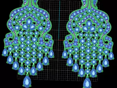 pear and round high earring jewelry  3D print model