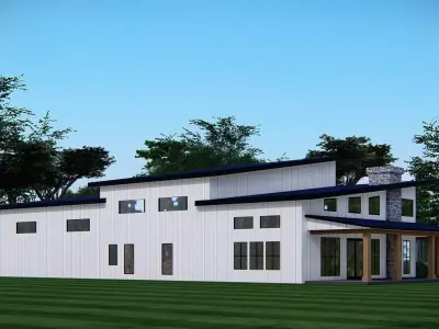 Modern American Barndominium Farmhouse 3D  Home with  Garage 3D model