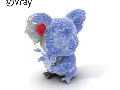 Cute Koala Holding Branch D Model Pack Low-poly 3D model