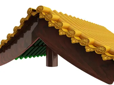 Chinese eaves Low-poly 3D model
