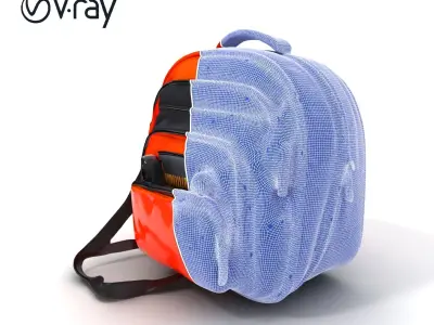 Vibrant Orange Backpack D Model Pack Low-poly 3D model