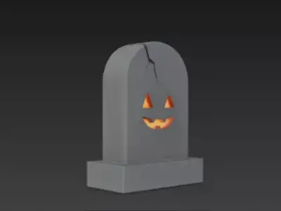 Realistic 3D Model of Gray Tombstone Happy Halloween Grave Prop 3D print model