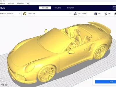 3D Printable Porsche 911 Turbo Convertible 3D print model