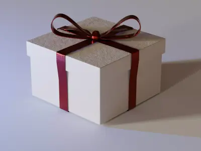 Christmas Gift Box with Red Ribbon - Holiday Present 3D Model 3D model