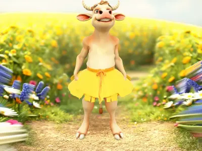 Playful Bovine Dancer model pack Low-poly 3D model