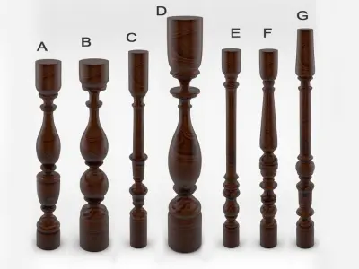 Baluster wooden candlestick 3D model