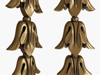 Decor pair of gold earrings 3D model