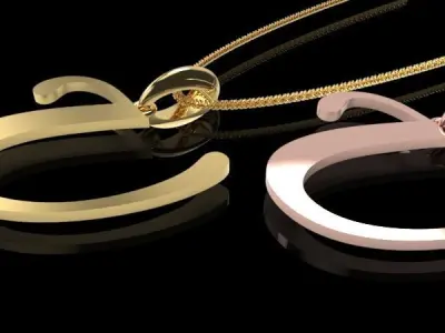 Letter U NECKLACE pendant 3D print model